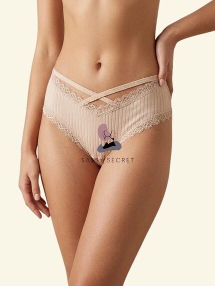 Deep V-Shaped Cotton Panty with Lace Trim – Free Size (Imported) – Buy Online in Bangladesh | Sassy Secret BD