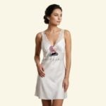 Ice Silk Lace V-Neck Nightdress & Slip – Cooling Summer Sleepwear (Imported)