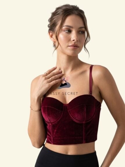 Padded Wired Velvet Corset Top – Royal Lift & Strapless Support (Imported) – Buy Online in Bangladesh | Sassy Secret BD