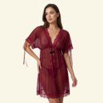 Sheer Mesh Lace V-Neck Babydoll Lingerie Set – Romantic Evening Wear (Imported)