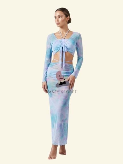 Tie-Dye Sheer Mesh 4-Piece Lingerie Set – Tropical Honeymoon Vibe (Imported) – Buy Online in Bangladesh | Sassy Secret BD