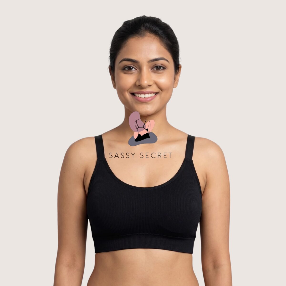 Light Padded Plain Back Bra – Seamless Everyday Comfort (Imported) – model image 3