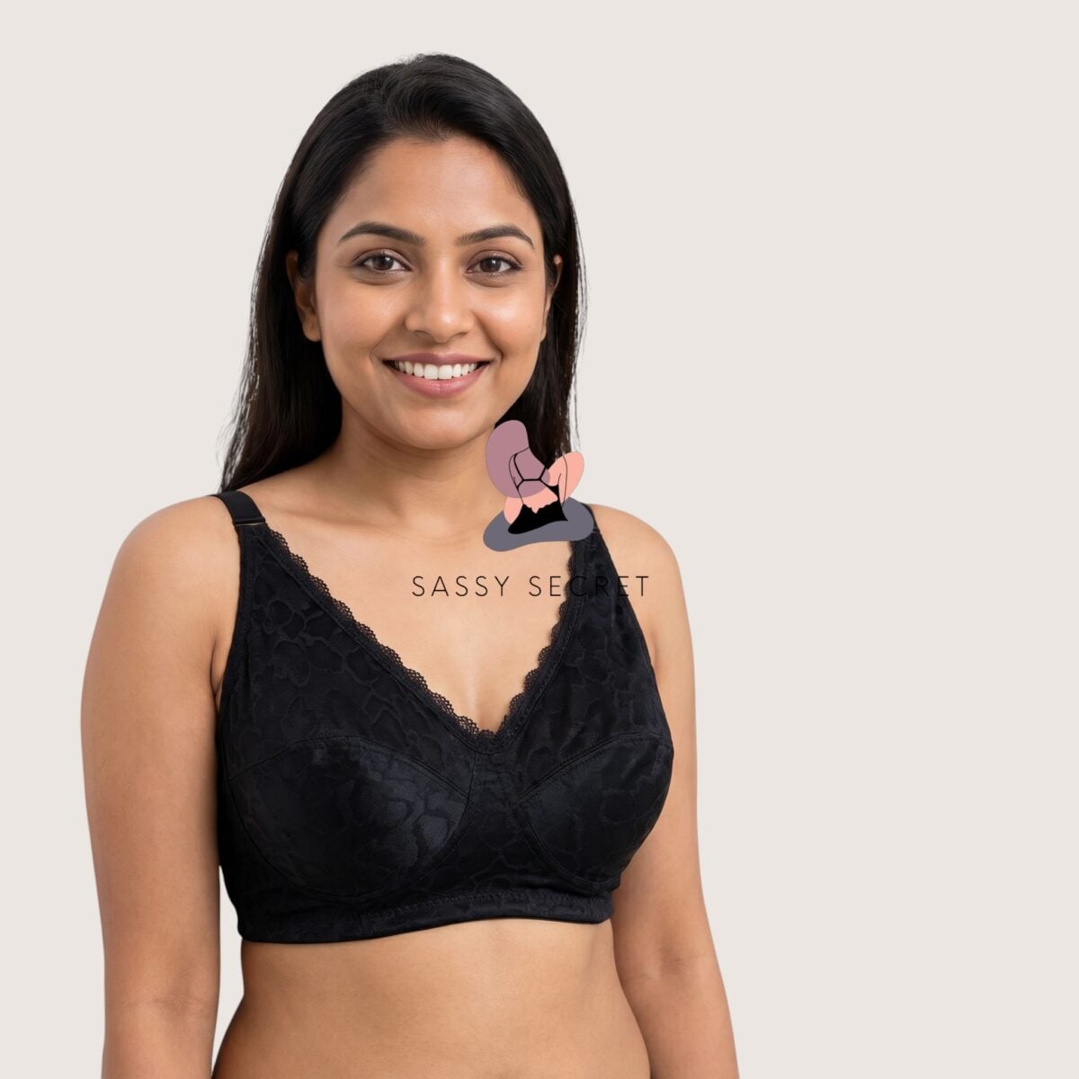 Non Padded Regular Wear Minimizer Bra – model image 3