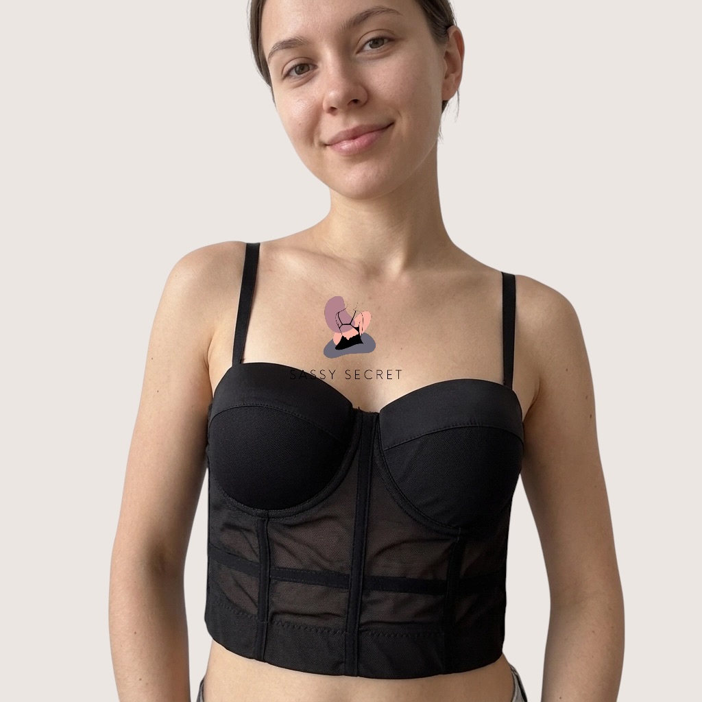 Padded Wired Corset Top – Ultimate Shape & Strapless Support (Imported) – model image 4
