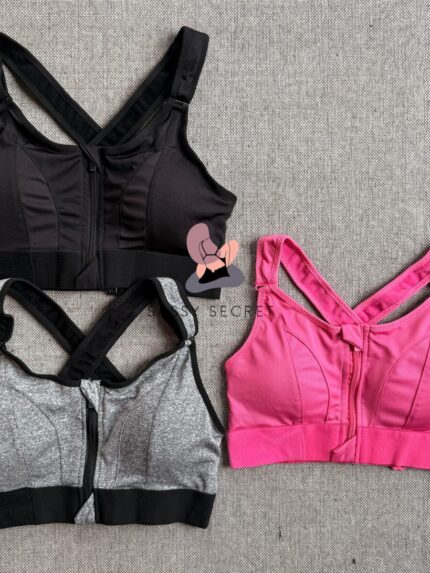 Adjustable Heavy Support Sports Bra – Front Zip & Velcro Fit (Imported)